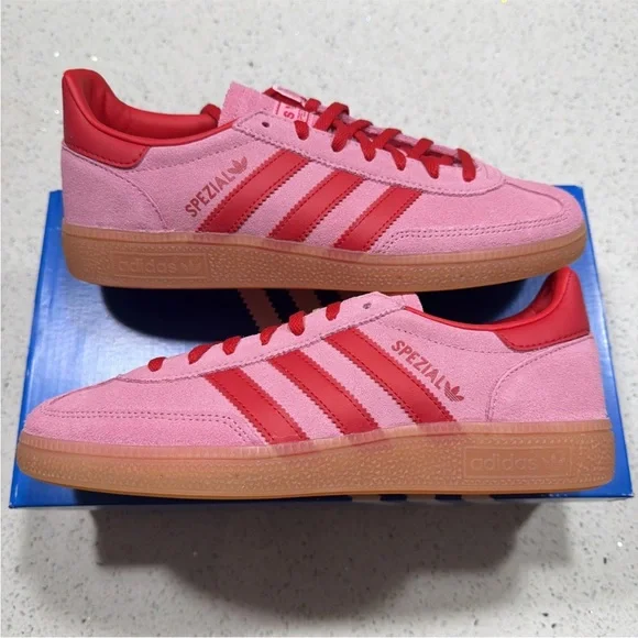 adidas Spezial Men's Pink and Red Suede Sneakers - Picture 2 of 6